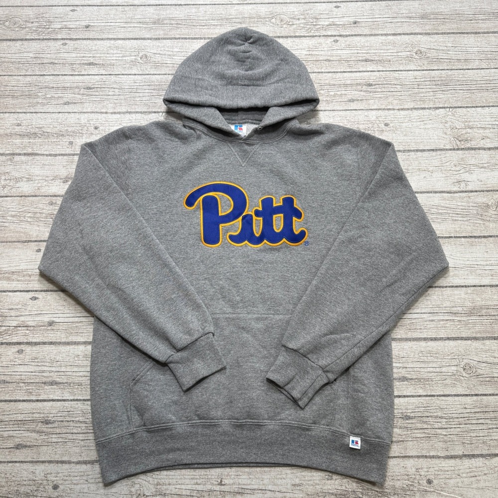 Y2K University Of Pittsburgh Hoodie Men's Large Gray Russell Athletic Varsity